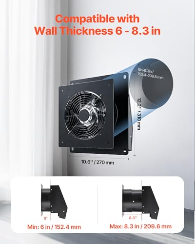VEVOR Through-The-Wall Ventilation Fan with Cover, 205 CFM, 7-inch Diameter Exhaust Fan Hose, Adjustable Duct for Kitchen, Living & Laundry Room Workshop - size: 7 Inch Diameter