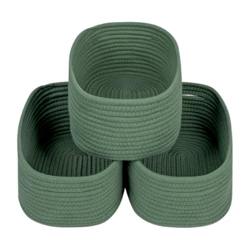CubesLand Woven Rope Storage Basket Bins for Organizing | Cube Shelves Closet Basket, Long-lasting &Skin-friendly Toy Storage Baskets, Stylish Room Decor Basket, Green - color: Green, size: 3pcs-small basket