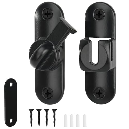 Flip Door Latch Gate Latches 90/180 Degree Barn Door Lock Safety Door Lock for Barn, Sliding Door, Garden, Bathroom, Cabinet, Window Outdoor (1, Black) - color: Black