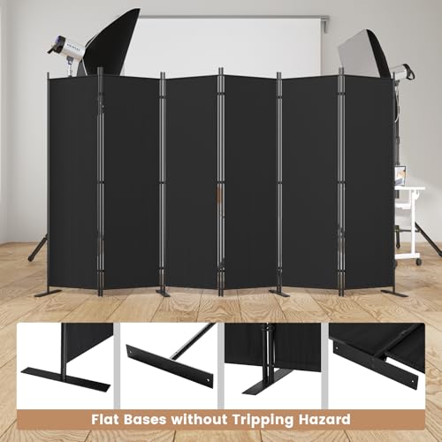 C-Hopetree 6 Panels Room Divider, 6 Ft Tall Indoor Folding Privacy Screen, Portable Partition Separator, Freestanding Separation Temporary Wall for Office, Bedroom, 120" W X 71" H, Black - size: 6-Panel