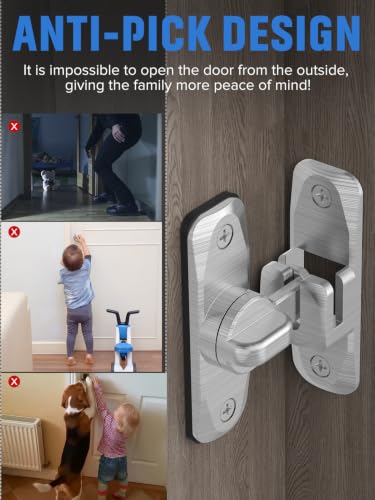 90/180 Degree Flip Barn Door Lock, Sliding Door Latch, Silver-2PC | Protect Privacy - Security Lock, Small Gate Latches Hardware for Barn, Garden, Bathroom, Cabinet, Window - color: Silver-2PCS