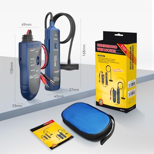 NOYAFA Underground Wire Locator - Circuit Tracer Pet Fence, Electrical, Network & Irrigation Wires, Rechargeable Battery, LED Flashlight, Easy Cable Break Detection, NF-816LS