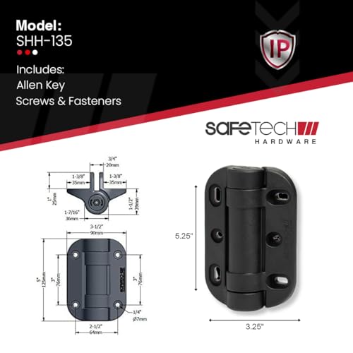 Safetech Hardware MegaKlik Self Closing Gate Hinges | Self-Aligning Heavy Duty Spring Hinges | Adjustable Tension | Pool safety Hinge | Square Post, Aluminum Gates | Swing Close 185 lbs SHH135 - Black - color: Black, size: MEGAKLIK