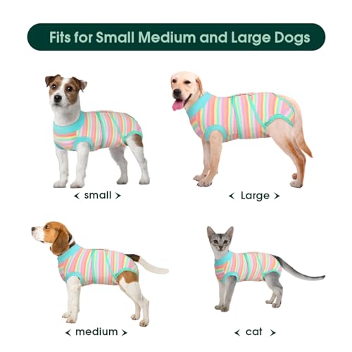 Kuoser Recovery Suit for Dogs Cats, Soft Dog Surgery Suit Female Male Spay | Professional Dog Onesie for Surgery, Substitute E-Collar & Cone, Prevent Licking Dog surgical suit Pet Neuter Suit - color: Purple Stripe, size: X-small (Back:8.3-11.4'', Weight: