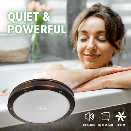 Hunter Oasis 80 CFM Bathroom Exhaust Fan - Hunter Ceiling Fan with Light and Night Light – Imperial Bronze
