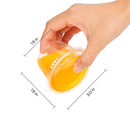[4 OZ, 100 Sets] Clear Disposable Plastic Portion Cups with Leakproof Lids for Condiment and Dipping Sauce | Jello Shot/Souffle Cups| BPA Free | Recyclable - style: 4 OZ
