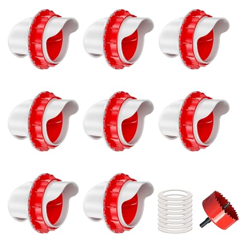 No Waste Chicken Feeders, DIY Automatic Poultry Feeder - 8 Ports Red | Buckets Barrels Bins Troughs‑mountable Design for common Breeds of Chicken Flock with Hole Saw - size: 8 Ports