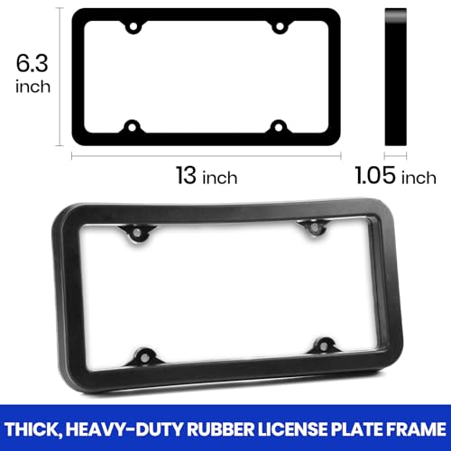 AR-PRO Ultimate License Plate Bumper Guard with Mounting Hardware - 1" Thick Rubber License Plate Frame Protects Bumper from Scratches and Dents - Universal Fit for Cars, Trucks, SUVs, and Vans - size: 1 Pack - Standard (1" Thick)
