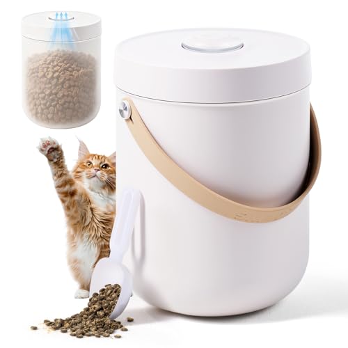 smartoo Vacuum Cat Dog Food Storage Container 10 lb, Dry Pet Food Storage | 10.6 Qt Airtight Cat Food Storage Container with One-Button Easy Use, Magnetic Scoop Incl., BPA-Free, Durable, Rechargeable