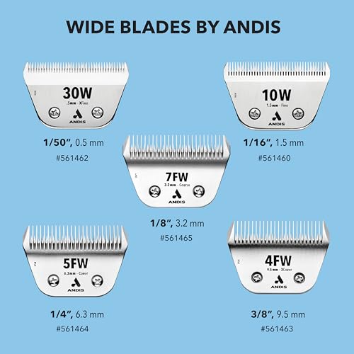 Andis 561465 ceramicEDGE Wide Blade, #7FW Coarse Tooth, Stainless Steel | Wide blade for faster grooming, coarse teeth remove bulk, ceramic runs cooler, fits AG, AGC, DBLC, MBG & SMC - size: 7FW (3.2mm)