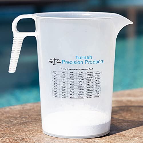 One Gallon 128oz Measure Pitcher - Convenient Conversion Chart - Strong Food Grade - Great for Lawn, Chemicals Pool, Ag, Lye, Home Hobbies, Motor Oil, Fluids - Turnah Precision Products, Made in USA - size: 128 oz