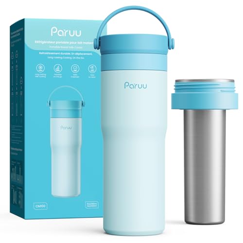 Paruu Portable Breast Milk Cooler, 304 Stainless Steel Breastmilk Chiller for 14–23H Cooling, 10-24oz Breastmilk Storage Container for Travel, Outdoor, New Moms Breastfeeding Essentials, Blue - color: Blue