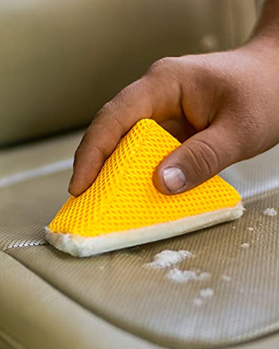 Autofiber Scrub Ninja - Wedge Scrubber, Great for scrubbing Leather, Plastic, Rubber and Vinyl - Pack of 2, White/Gold (5inch x 2.5inch x 2inch) - color: White/Gold