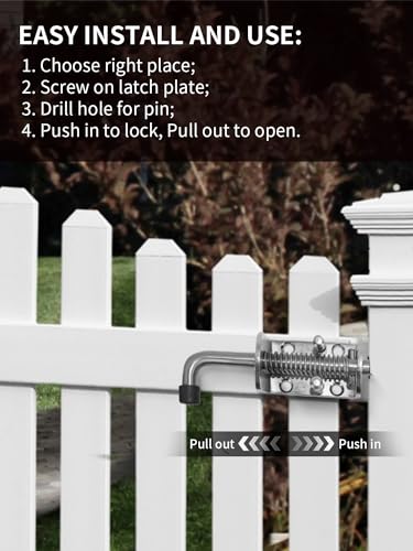 Spring Loaded Gate Latch Pin Barrel Bolt Durable for Shed Doors Wood Metal Gate - 2pcs (Heavy Duty SS 2pcs) - style: Heavy Duty SS 2pcs