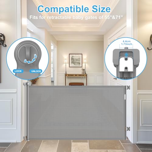EZIGO Retractable Baby Gates Replacement Parts for 55/71 inch Dog Gate | Full Set Wall Mounting Accessories Including Brackets, Latches, Screws for Extra Wide Baby Gate Retractable Dog Gate, Gray - color: Gray, size: Small