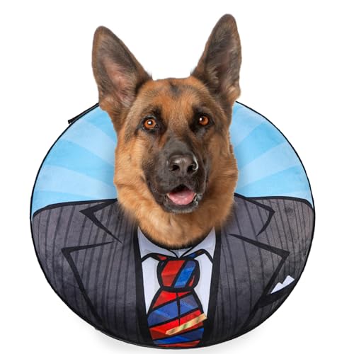 BEAUTYZOO Dog Cone Collar Alternative After Surgery,Pet Neck Donut E‑Collar | Soft Cone for Dogs to Stop Licking, Adjustable Recovery Collar for Large Medium Small Pets, Not Block Vision - Gentleman, XL - color: Black Suit, size: XL(Neck:18"-21")