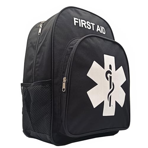 Red Emergency Bag First Aid Backpack Empty Medical First Aid Treatment First Responder Trauma Bags for Hiking Outdoors Travel Camping Pet Dog Cat Daycare (Black White) - color: Black White