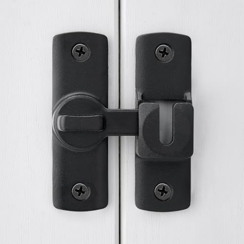 Black Barn Door Latches,90/180 Degree Gate Lock_D | Aluminum Alloy Right Angle Door Lock Latch,Flip Gate Latches Hardware,Sliding Door Lock for Cabinets,Fence Gates,Pet Cage - color: Black
