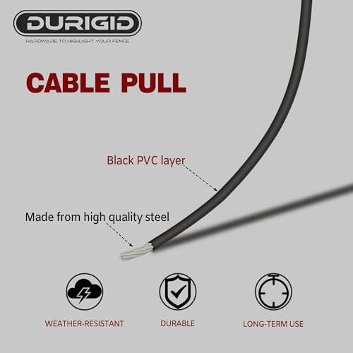 Gate Latch Cable Pull, Spring-Loaded Latch Kit Gate Latch for Wooden Fence Vinyl Metal Gates, Sued for Gate 2 to 6 Inches Thick, Black, 2 Pack
