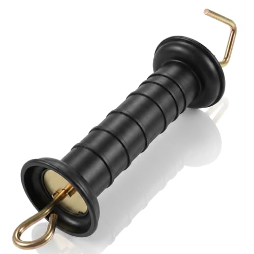 1 Pack Plastic Electric Fence Gate Handles with Spring, Black Insulated Electric Fence Accessories with Poly Tape Buckle Electrics Fences Supplies Spring Handle 11 X 2.4 X 1.6 Inch