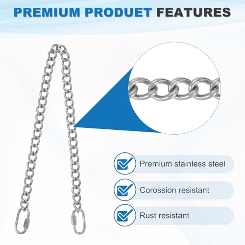 PATIKIL Gate Chain Lock, (11.9Inch, Silver) (1 Pcs)304 Stainless Steel Hanging Chain Lock for Stall Barn/Cabinet/Fence/Hammock/Pet Cages - size: 11.9Inch