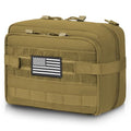 Jueachy Tactical Molle Pouch Large Admin Bag Utility Tool Pouches Molle Attachment EDC Pouches Expandable Molle Accessories Organizer Medical Pocket U.S.A Patch Included - color: Tan