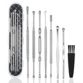 Hion 8 Pcs Ear Wax Removal Kit,Professional Double-Headed Ear Pick Earwax Removal Tools,316L Stainless Steel Ear Cleaner Curette with Cleaning Brush and Storage Box,Suit for Kid Adult(Silver) - color: Silver