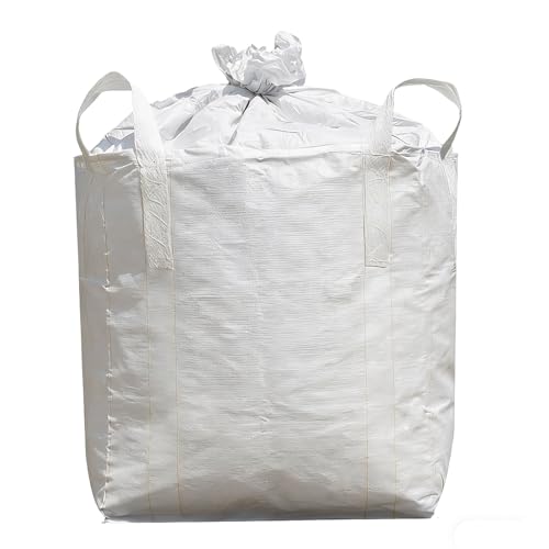 Heavy Duty Bulk Bags 320 Gallon, Duffle Top | White Woven Polypropylene FIBC Bulk Bags for Construction, Demolition, Mining & Landscaping, Holds up to 2860lbs - size: 1 Pack / MAX LOAD:2860 LBS