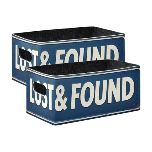 Storage Baskets Felt Foldable Storage Cube Shelf Bins Organizer Box for Kids Toys Office Bedroom Closet Babies Nursery 2-Pack (Lost & Found Blue) - color: Lost & Found Blue