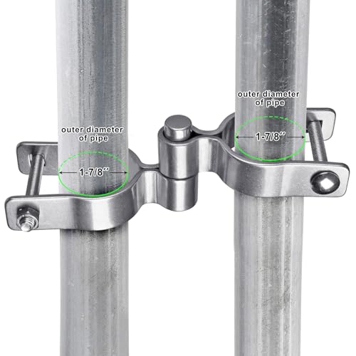 Insaga 2 Pack 1-7/8" Heavy Duty Chain Link Fence Gate Hinges, 304 Stainless Steel T-Post & Pipe Gate Hinge Kit with Frame and Post Brackets, Bolts & Nuts Included for Farm, Cattle, and Chain Link Gate - color: Light Weight, size: 1-7/8''-2Pack