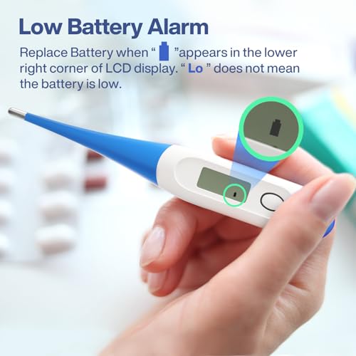 Boncare 10 Seconds Oral Thermometer for Adults and Kids, Light Blue | Accurate & Safe, Rectal Digital Thermometer for Baby, Fever Alarm - color: Light blue