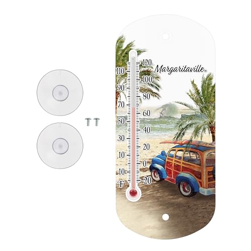 La Crosse 204-1081MV3 8-inch Analog Capillary Window Thermometer with Station Wagon - color: Azure