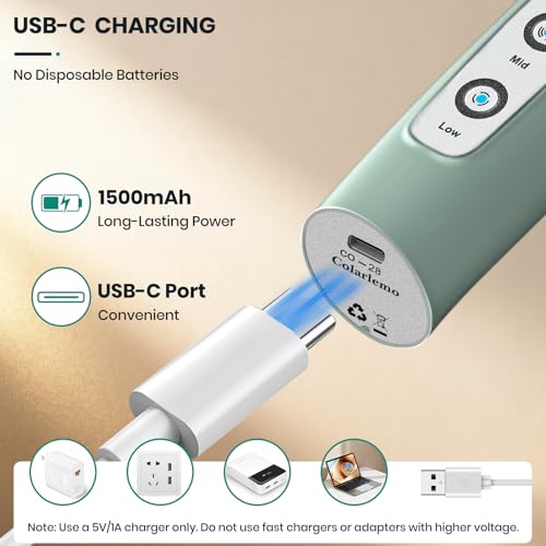 Colarlemo Milk Frother Handheld Rechargeable, Frother Wand Drink Mixer Electric Whisk for Coffee, Detachable With 3 Stainless Whisks, Hand Mixer for Lattes, Cappuccino, Matcha, No Stand, Sage Green - color: Sage Green, style: without stand