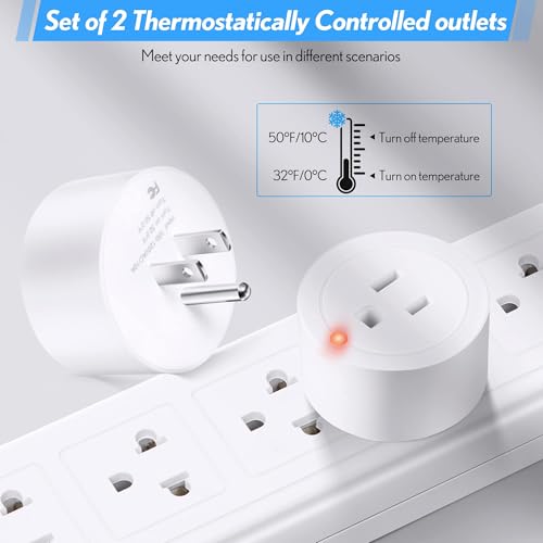 Feekoon 1 Piece Thermostatically Controlled Outlet, On at 32F/Off at 50F Thermostat Plug Outlet for Winter Chicken Water Coop Heater, Temperature Controllers for Bird Bath Deicer Outdoor