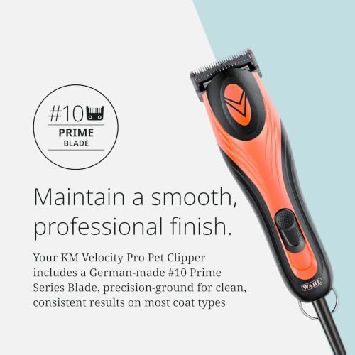 Wahl Pro Animal KM Velocity Corded Clipper, No-Slip Grip, Detachable Blades | Corded Clipper for Dogs, Cats, and Horses, LOCKGUARD Technology, No-Slip Grip for All-Day Comfort, Includes Detachable Blades