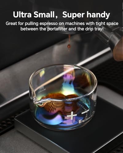 Espresso Measuring Cup - Barista Glass Measuring Cup for Coffee Easy Pouring V-Shaped Spout Espresso Shot for Coffee Machine, Colorful 1 Pack - color: Iridescent