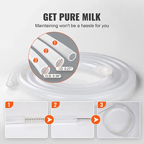 VEVOR Goat Milking Machine, 6 L 304 Stainless Steel Bucket, Electric Automatic Pulsation Vacuum Milker, Portable Milker with Food-Grade Silicone Cups and Tubes, Adjustable Suction for Cows and Sheep - size: 6 L
