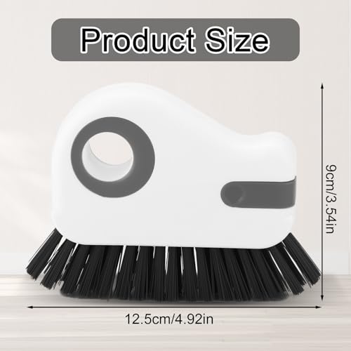 2pcs Crevice Cleaning Brush, Hard Bristle Window Track Cleaning Tools 2 in 1 Cleaner Scrub Brush Grip Brush Cleaner with Hidden Scraper for Sliding Door Sill Shutter Vents Household
