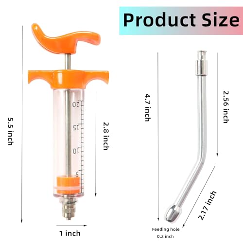1 Pcs Goats Feed water filler, Drench Nozzle, Reusable, Adjustable Dosage, for Cattle, Sheep, Goats, Horse, Pig, Dog Supplies (Orange 20ml) - size: D (20ml)