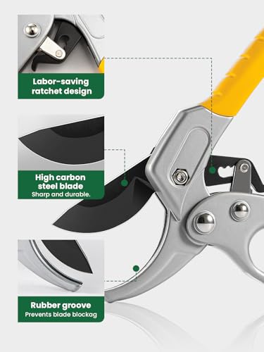 GROWNEER 3 Pack Garden Scissors kit Professional Garden Pruning Shears Stainless Steel Garden Shears Gardening Clippers Flower Plant Scissors Tools Arthritis Weak Hand Pruner Work 3 Times Easier - style: Yellow