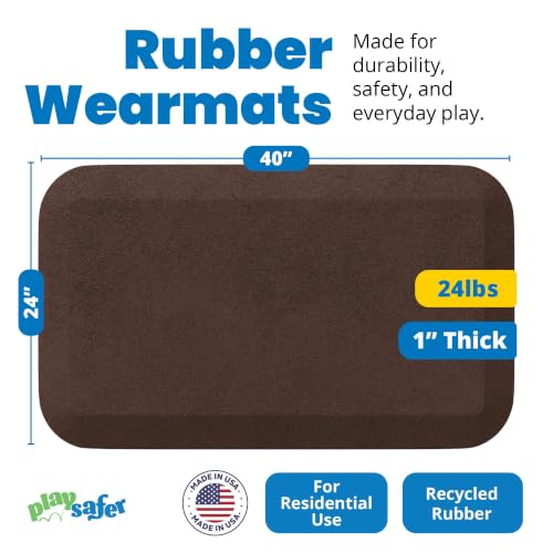 Playground Safety Rubber Wearmat for Swingsets and Slides - 1" Thick X 24" W X 40" L (2 Pack, Brown) - color: Brown, size: 2 Pack (40" L x 24" W x 1" Thick)