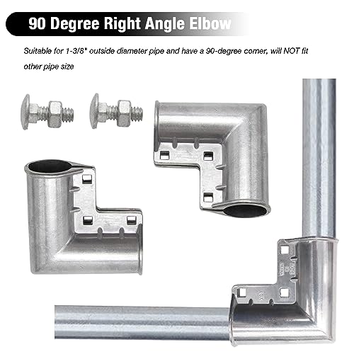 MDEOOSKY 4pcs Chain Link Fence Gate Corners Chain Link Gate Hardware Chain Link Fence Parts with 12pcs Bolts, Replacement for 1 3/8" X 1 3/8" Outdoor Diameter Pipe