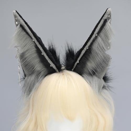 Handmade Wolf Ears Headband Fox Ear Hairband Wolf Cosplay Props - color: C Gray
