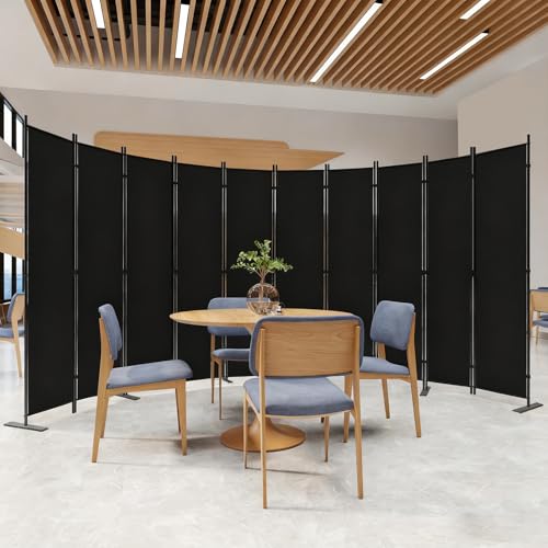 C-Hopetree 10 Panels Room Divider, 6 Ft Tall Indoor Folding Privacy Screen, Portable Partition Separator, Freestanding Separation Temporary Wall for Office, Bedroom, 197" W X 71" H, Black - size: 10-Panel