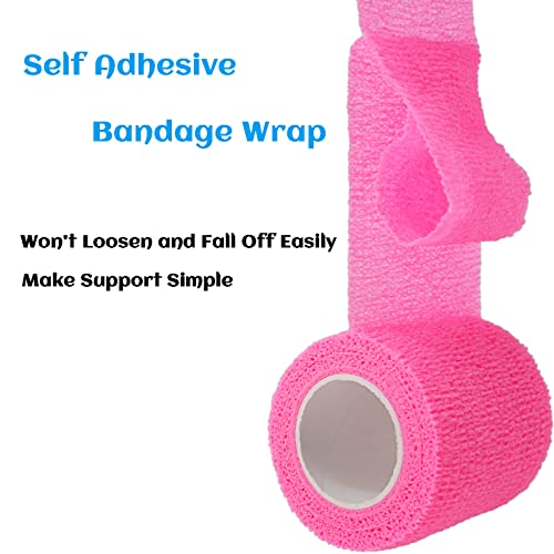 24 Pack Self Adhesive Bandage Wrap 2 Inch, Athletic Elastic Non Woven Cohesive Bandage for Sports, First Aid Medical, Wrist, Ankle Sprains, Swelling and Vet Wrap (Hot Pink) - color: 2 Inch-24 Count Hot Pink