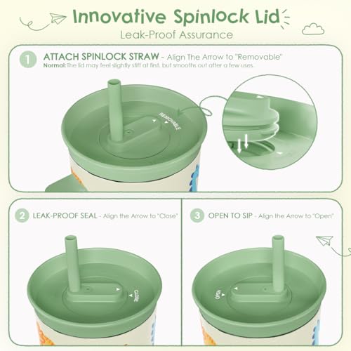 SANDJEST Dinosaur Stainless Steel Tumbler 20oz with Handle and Silicone Straw Locking Lid for Kids Boys, Birthday Christmas Back to School - color: Dinosaur