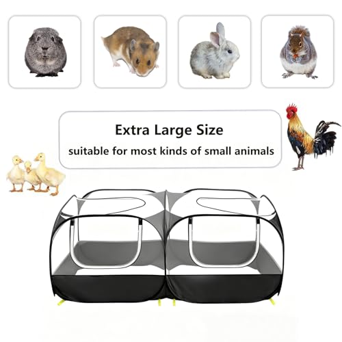 Small Animals Playpen, Portable Chicken Run Coop Large Chick Brooder Pet Cage Tent with Zipper Doors, Breathable Mesh Walls, Foldable Pet Enclosure for Cat Puppy Kitten Rabbits Indoor Outdoor