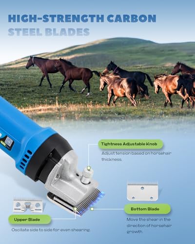 Horse Clippers 690W 28000RPM, with 6 Speed Adjustable | Heavy Duty Horse Grooming Kit, Professional Livestock Clippers for Shaving Horse Pony Cattle Goat Large Dogs and Others