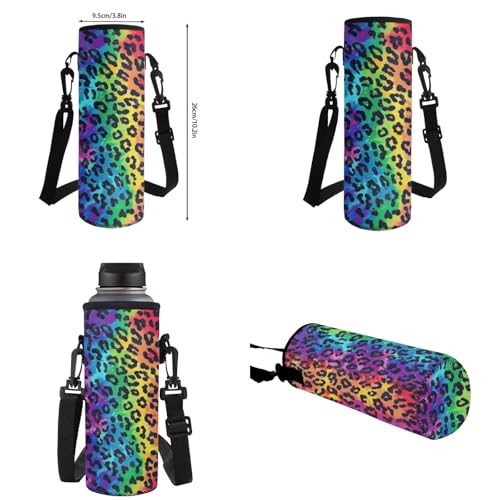 Upetstory Rainbow Leopard Print Backpack for Girls 4-6 6-8 10-12 Boys School Bag Set Kids Lunch Box Pencil Case Elementary Kindergarten Preschool School Bookbag Water Bottle Sleeve Book Cover - color: Rainbow Leopard Print