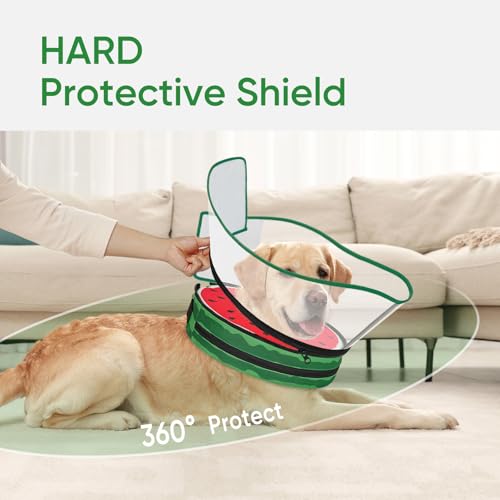 Supet Sponge Dog Cone Collar Stop Licking After Surgery, Dog Donut Collar | Adjustable Dog Recovery Collar Alternative, Detachable Shield, Soft, Comfy Cone, Neck Pillow for Large Dogs - color: Watermelon, size: L(Neck 11"-14.5")